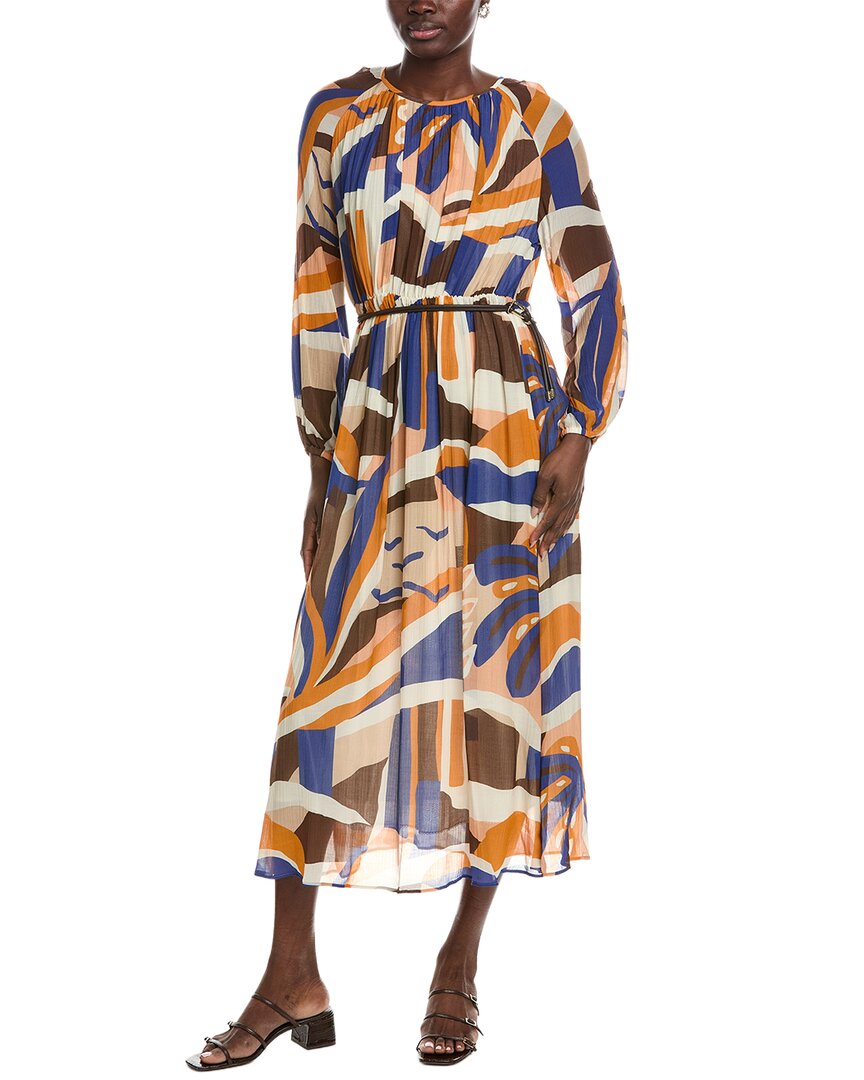 Marc Cain Printed Silk-blend In Blue
