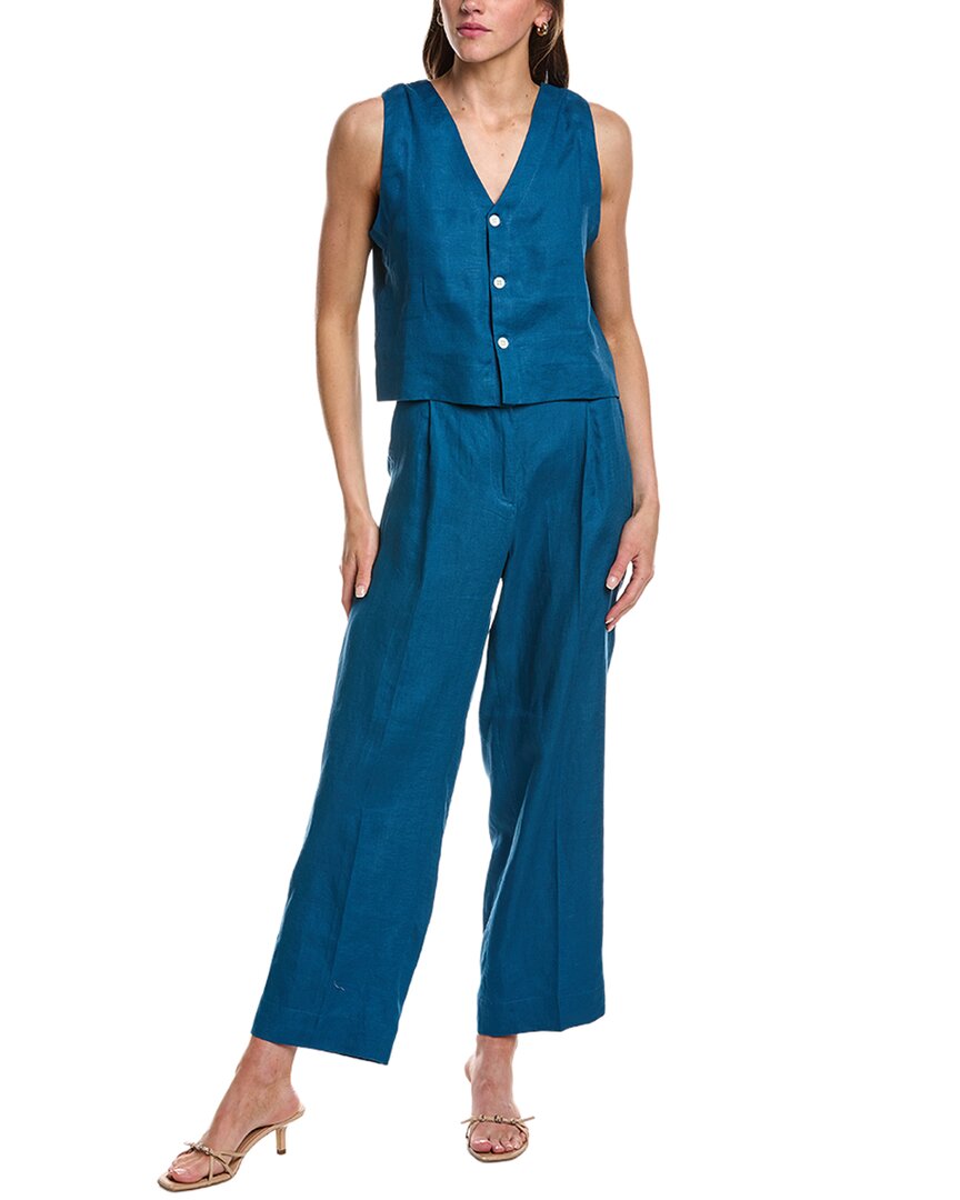 Lemlem Adowa Shell Linen Tank Top In Blue