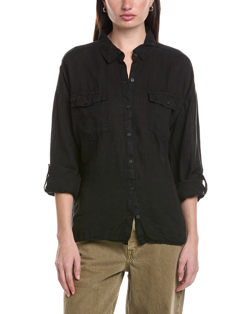 Xcvi Whitson Button-up Linen Shirt In Blk-black