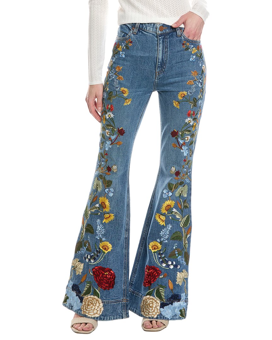 Alice And Olivia Alice + Olivia Beautiful High-rise Embroidered Jean In Blue