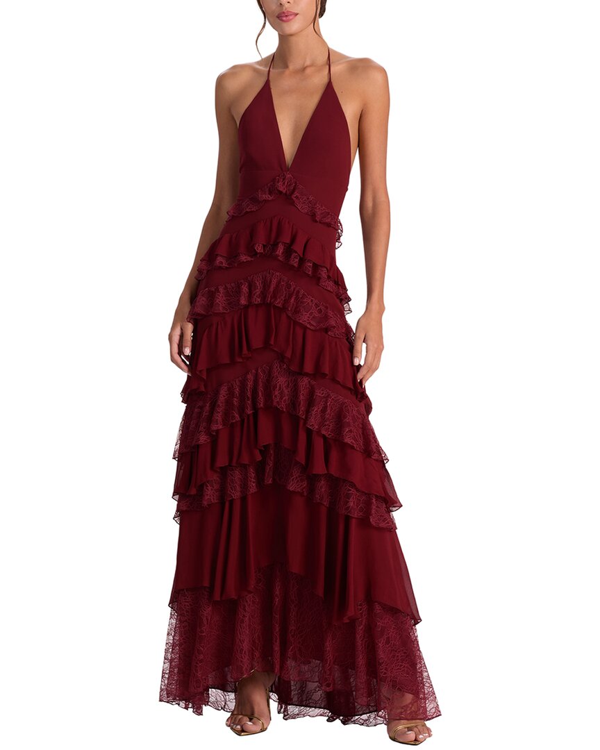 Alice And Olivia Alice + Olivia Liana Ruffle Maxi Dress In Burgundy