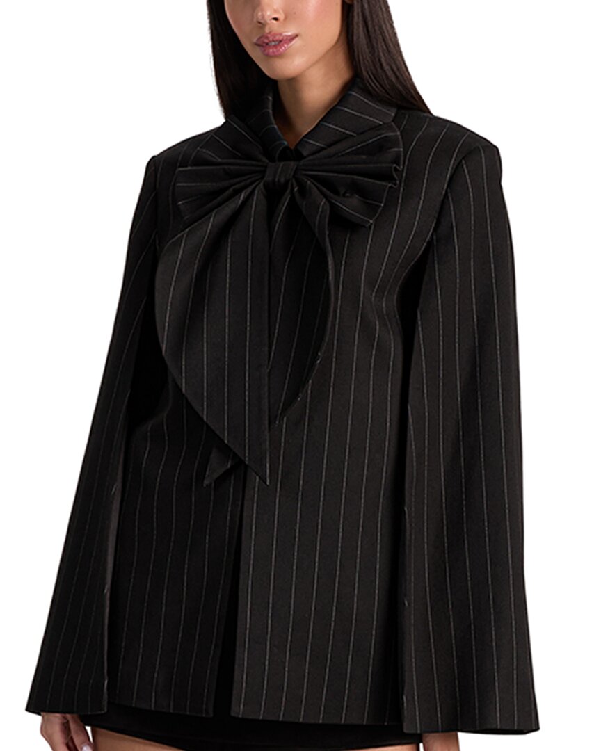 Alice And Olivia Alice + Olivia Philippa Draped Bow Cropped Wool-blend Cape In Black