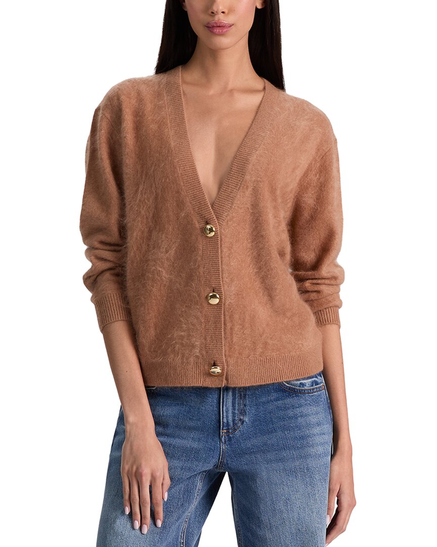 Alice And Olivia Alice + Olivia Bradley Short Cashmere-blend Cardigan In Brown
