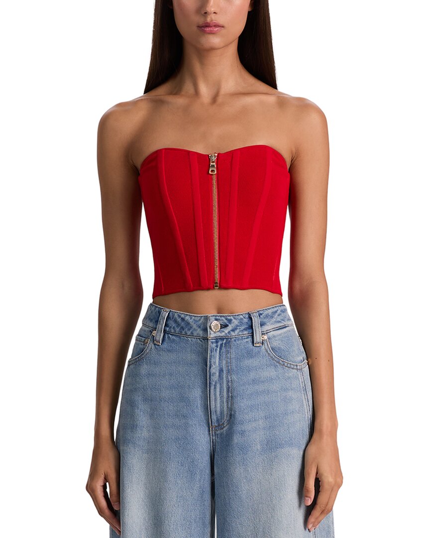 Alice And Olivia Alice + Olivia Tasha Zip Front Corset In Red