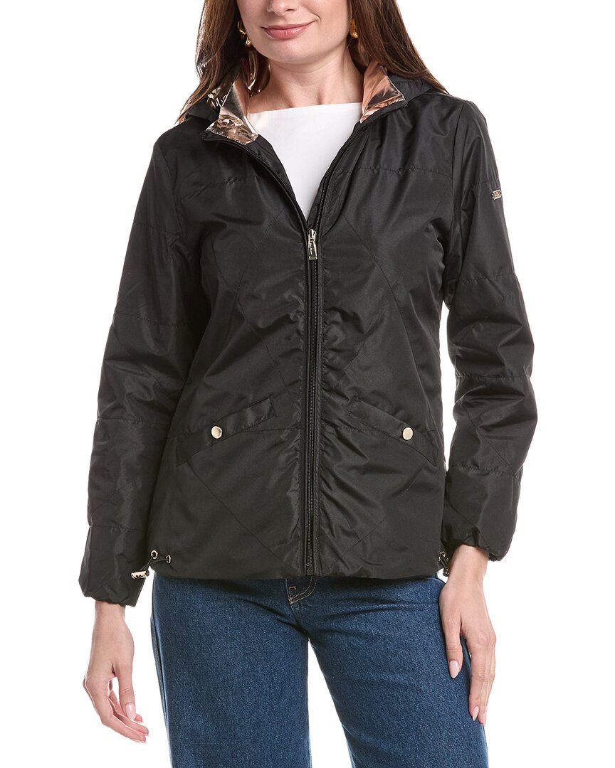 Nicole Miller Solid Windbreaker In Black