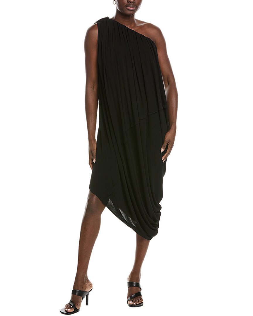 Co Jersey Draped Midi Dress In Black