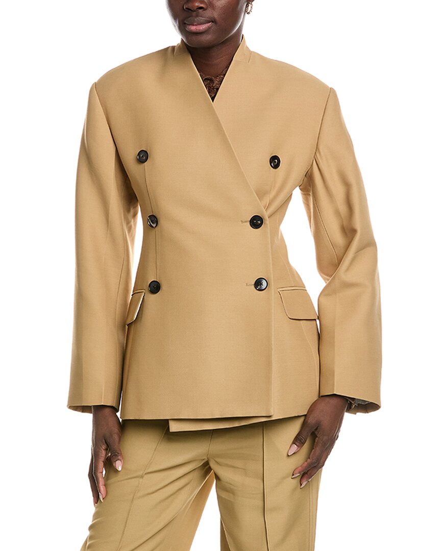 Co Sculptural Llarless Wool-blend Jacket In Tan