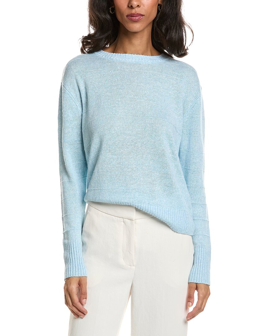 Forte Textured Crop Linen Sweater In Blue