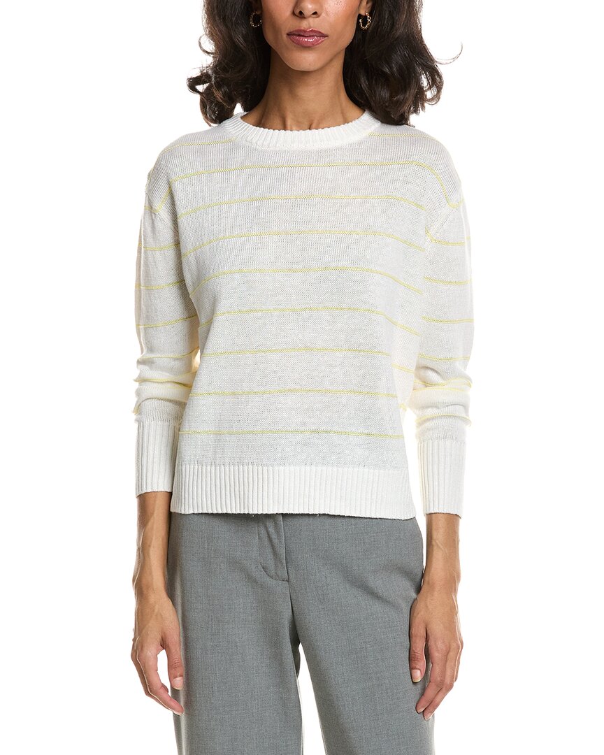 Forte Textured Crop Linen Sweater In White
