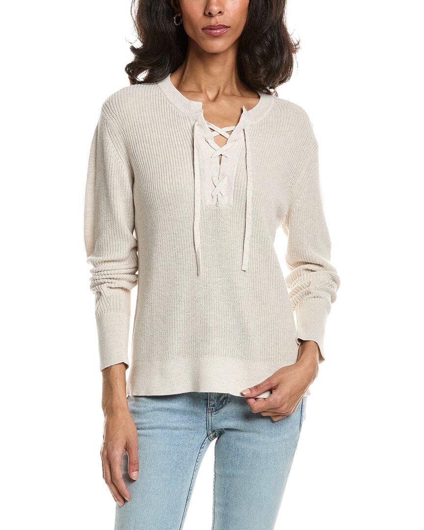 Forte Lace-up Rib Crewneck Sweater In Brown