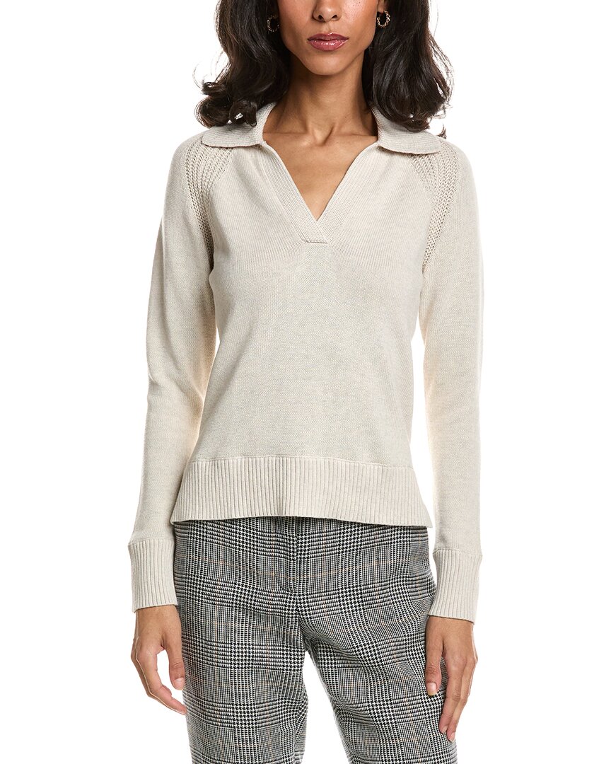 Forte Split Neck Polo Sweater In Brown