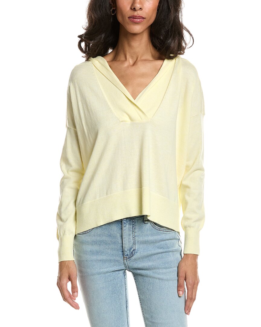Forte Crop Crossover Cashmere-blend Hoodie In Yellow