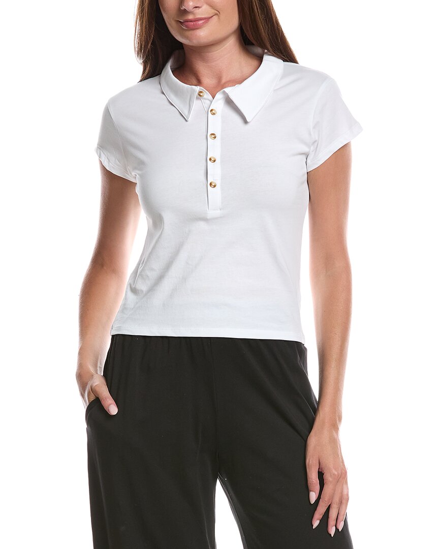 Knit Riot Henley Polo Shirt In White