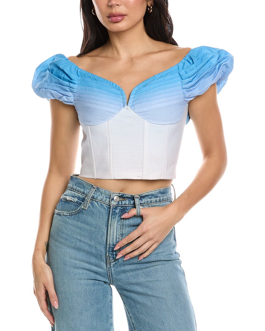 Allison Clemence Linen-blend Top In Blue