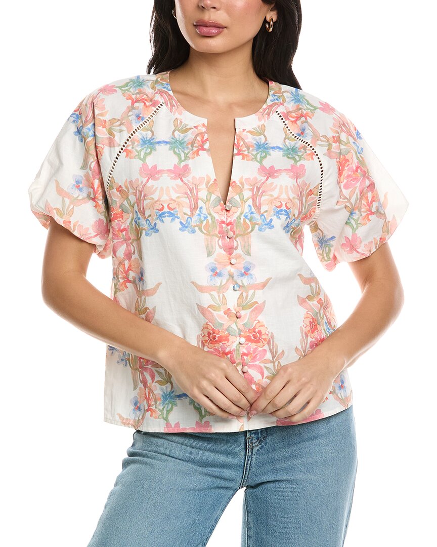 Allison Josephine Linen-blend Top In White