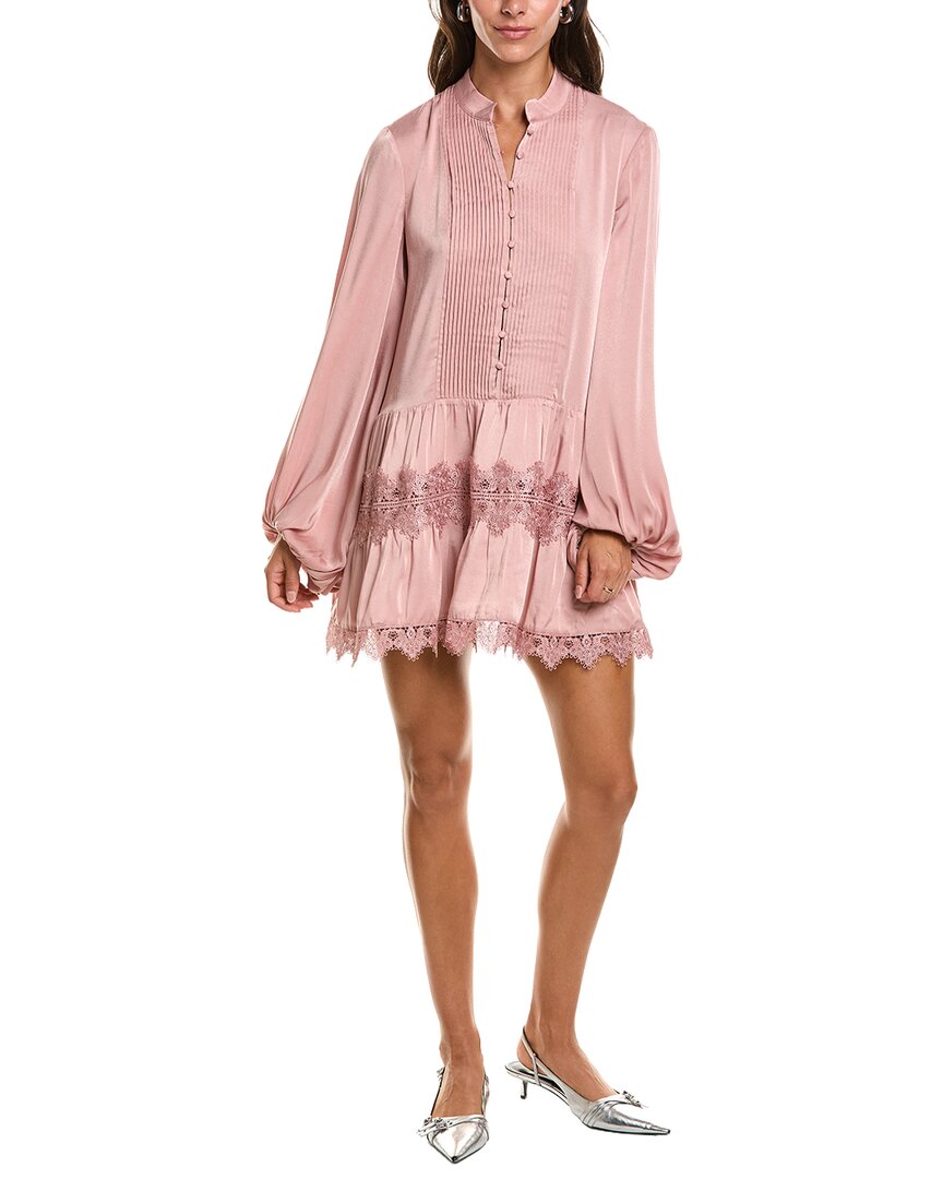 Bardot Pink Antonia Lace-Trim Mini Dress