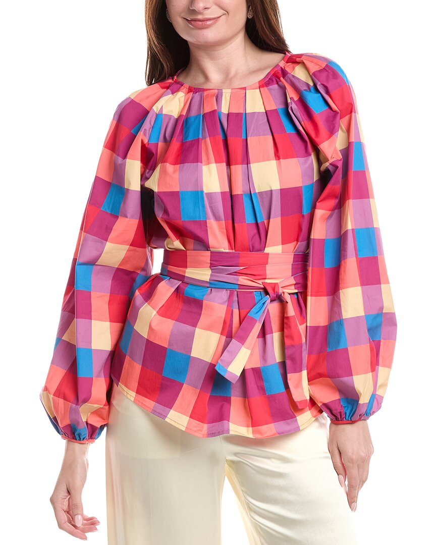Misook Tie Waist Blouse In Pink
