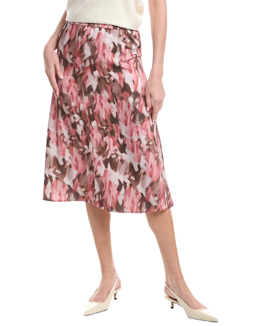 Misook Printed Crepe De Chine Pull-on Midi Skirt In Yellow