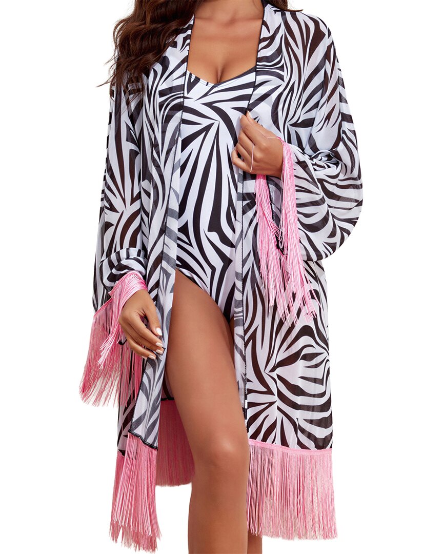 Lily Kim 2pc Swimsuit & Smock Set In Zebra Print