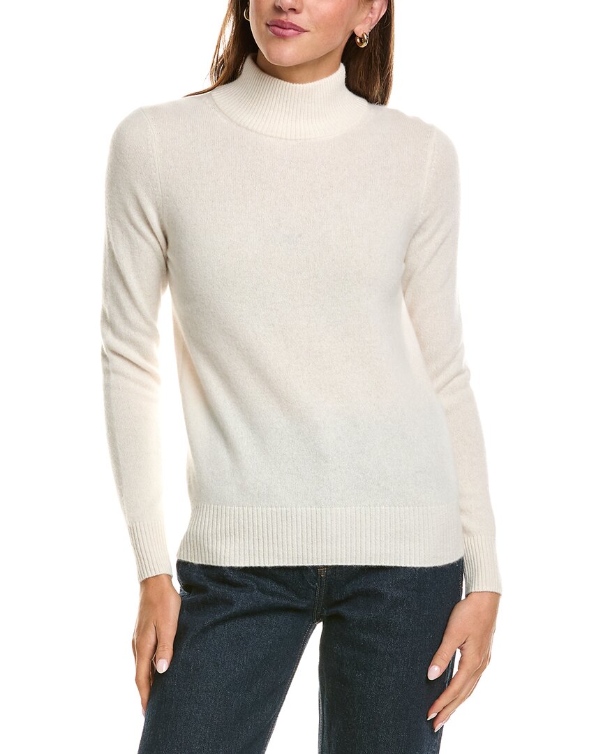 Incashmere Basic Mock Neck 100% Cashmere Sweater In White