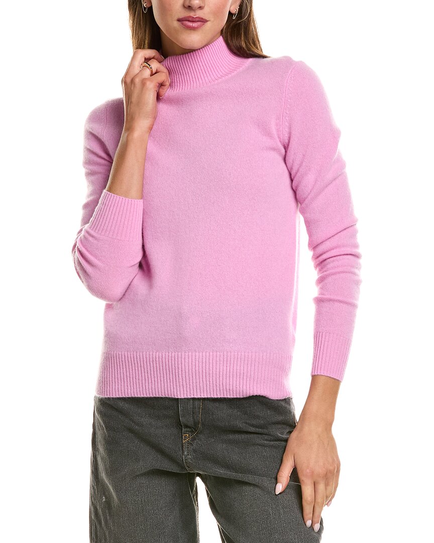 Incashmere Basic Mock Neck 100% Cashmere Sweater In Pink