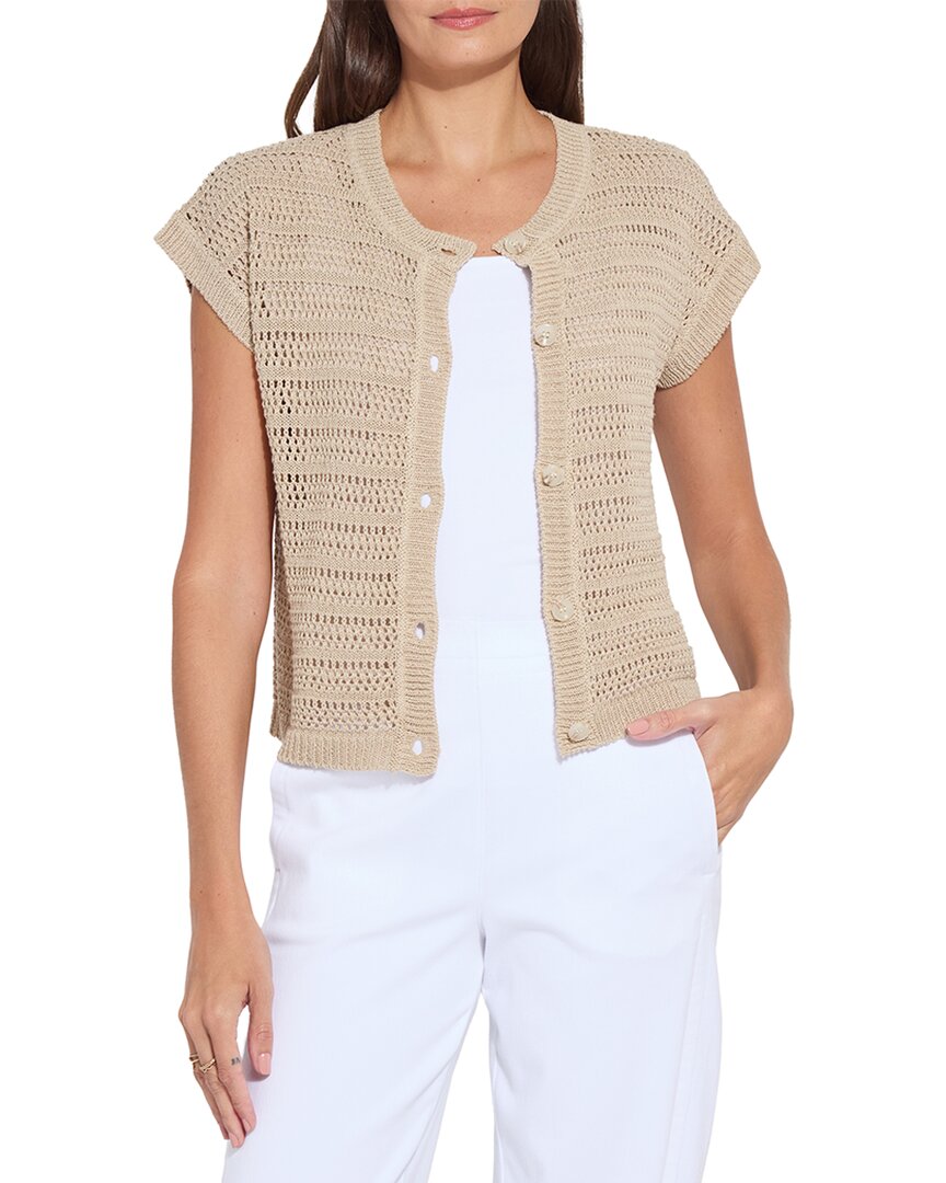 Lyssé Brisa Linen Mesh Sleeveless Linen-blend Cardigan