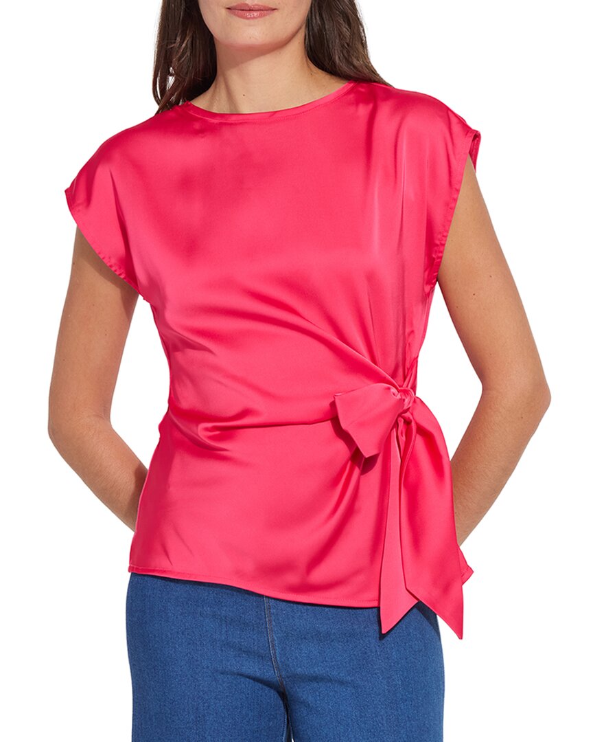 Lyssé Rosalia Tie Drape Mix Media Top In Pink Martini