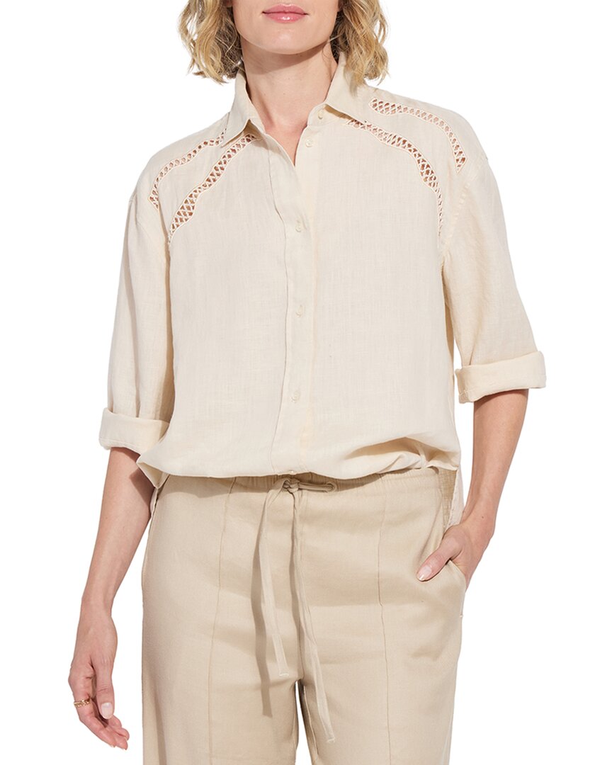 Lyssé Roxanna Embroidered Linen Shirt In Sailcloth