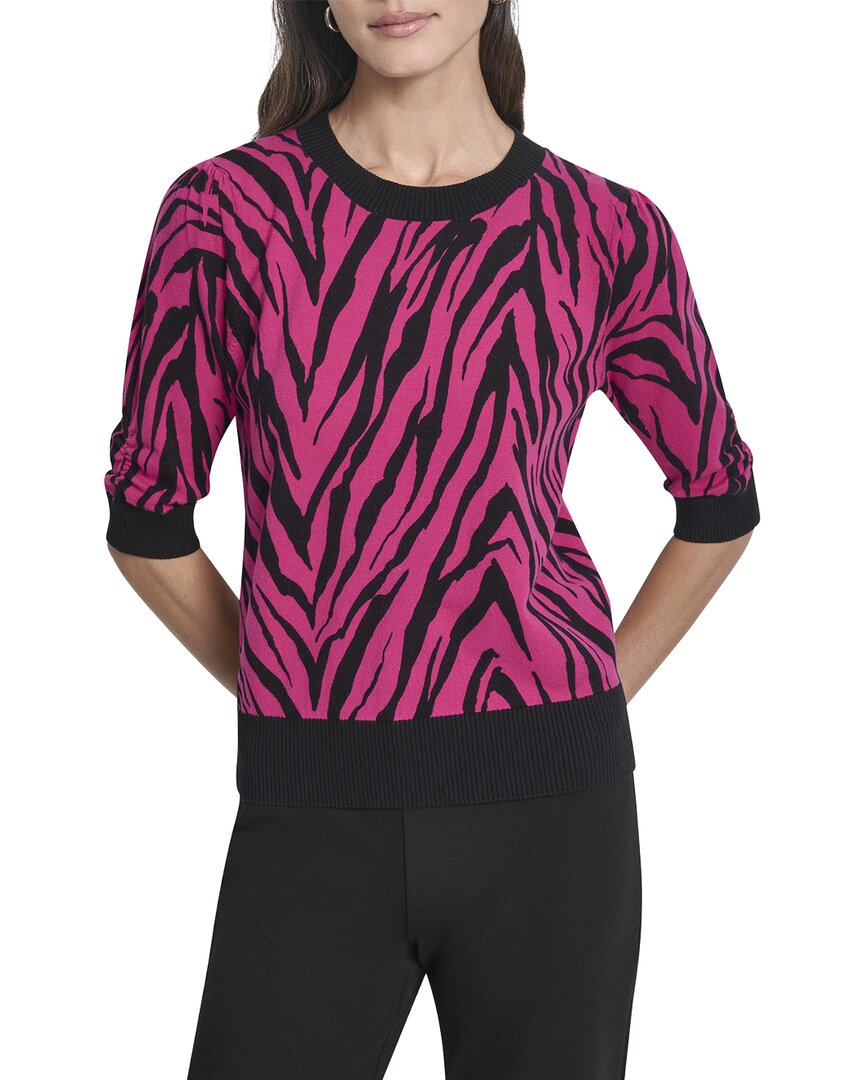 Dkny Sweater Top In Fhk-fuschia/black
