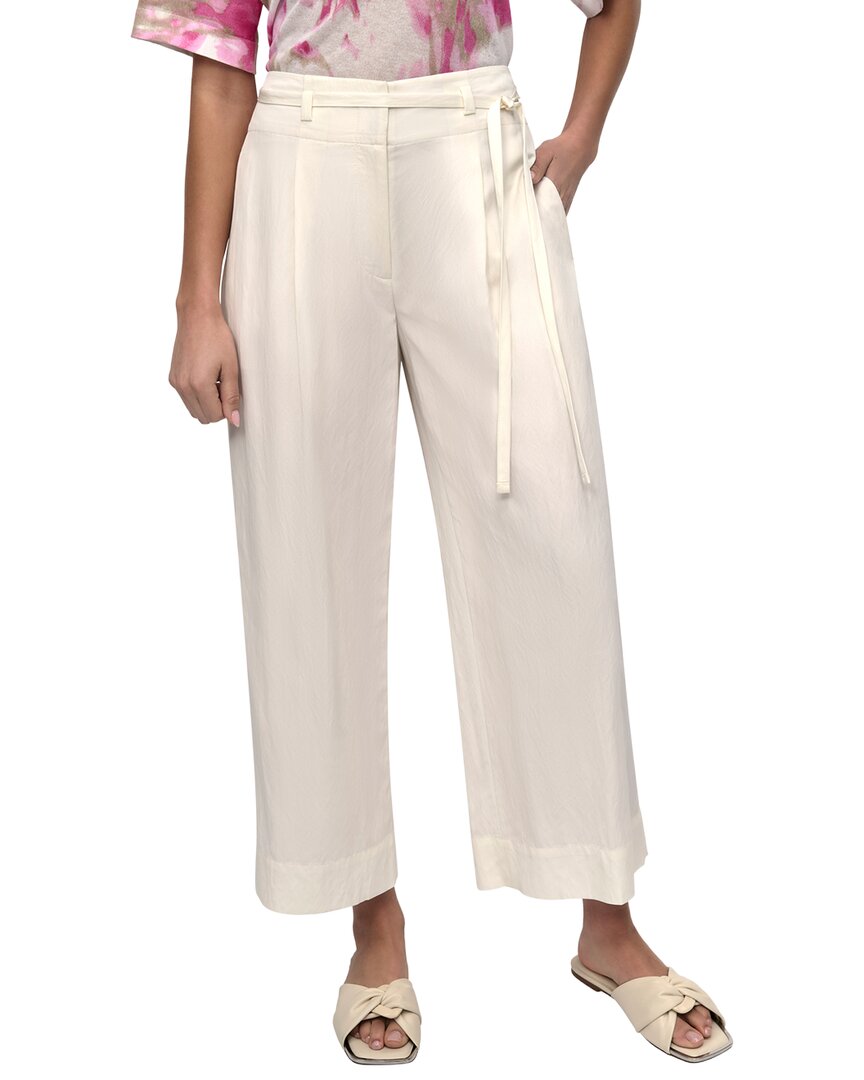 Dkny Tie Front Twill Pants In White