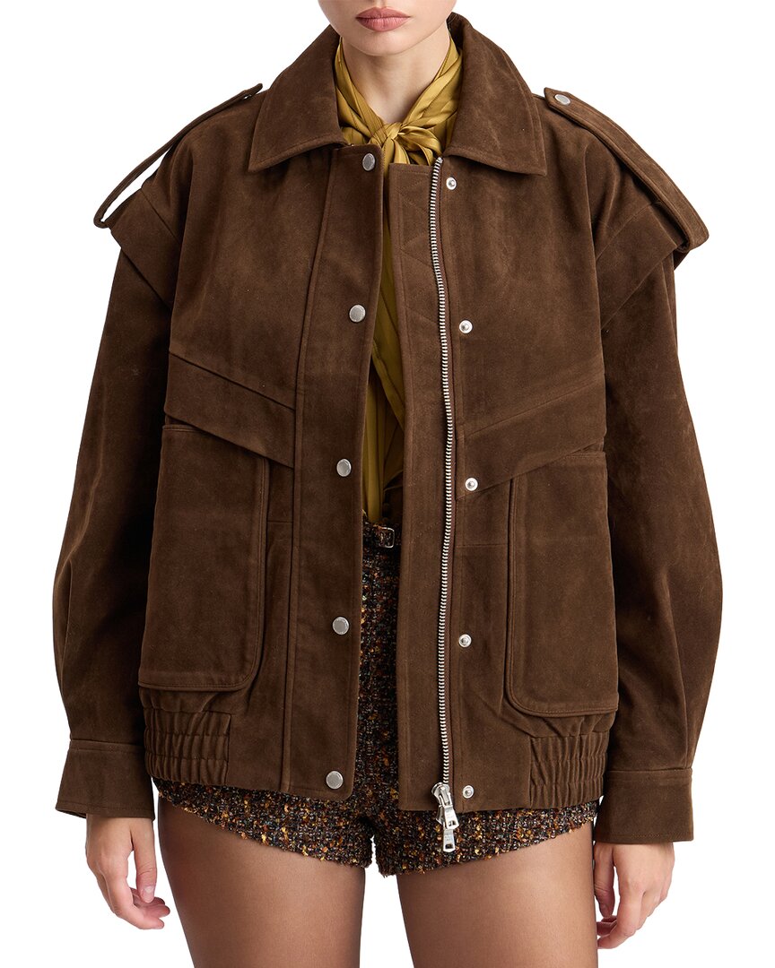 Avec Les Filles Collared Bomber Jacket In Brown