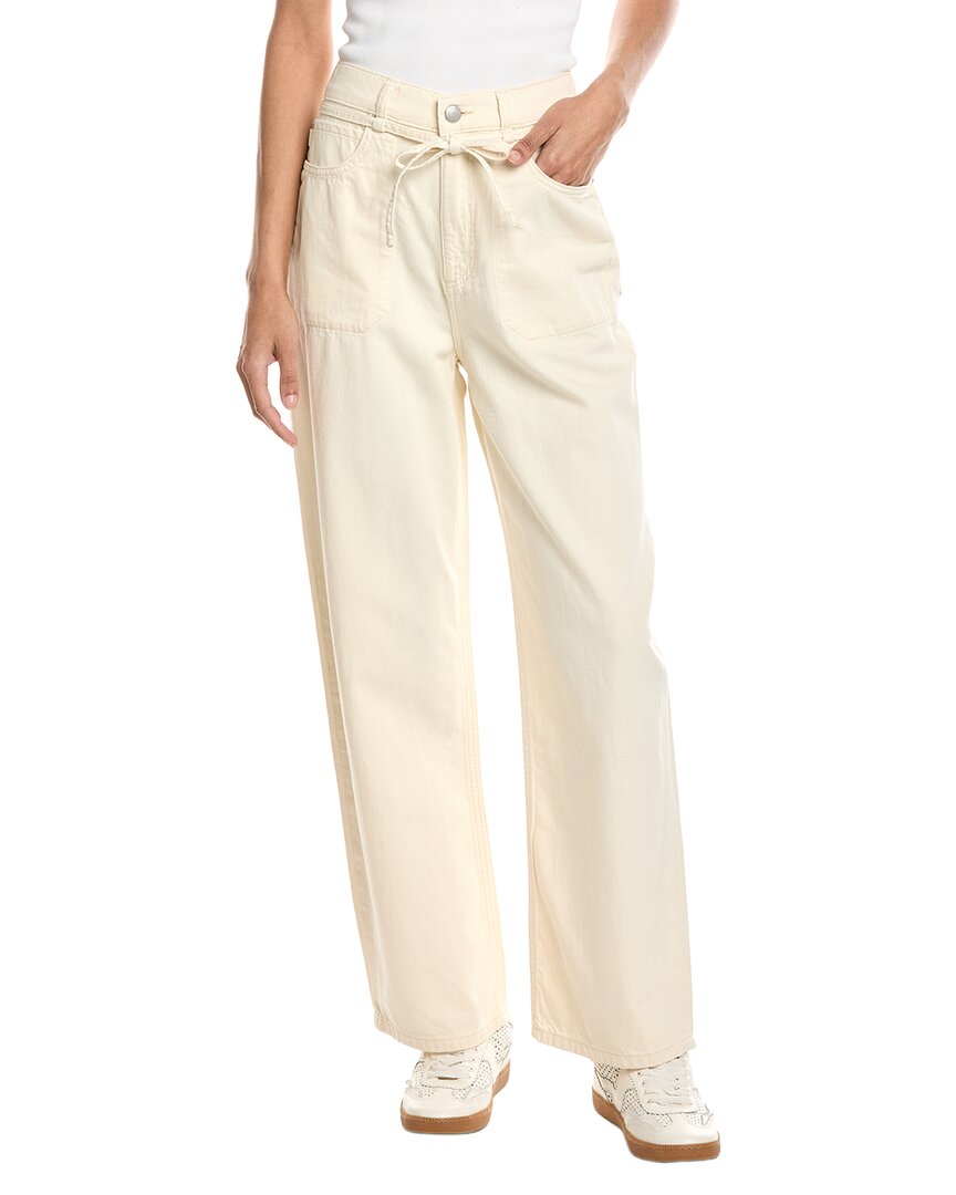 Dl1961 Casie Crema Linen-blend Relaxed Wide Leg Jean In Neutral