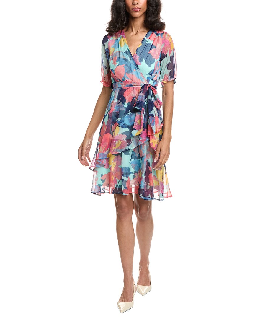 Tahari Asl Printed Mini Dress In Blue