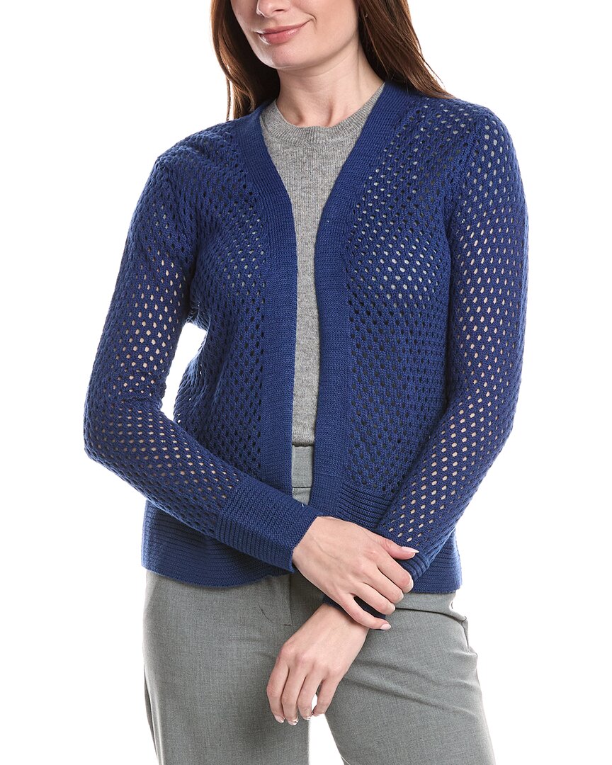 Joseph A . Open Pointelle Cardigan In Navy