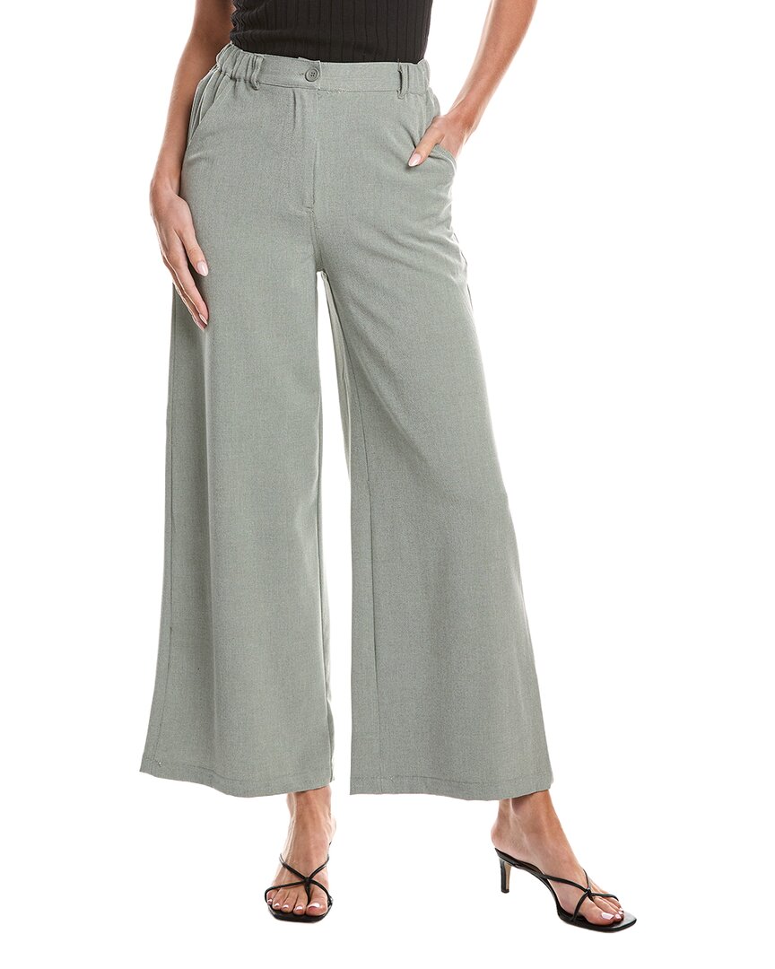 Max Studio Woven Wide Leg Pant In Green