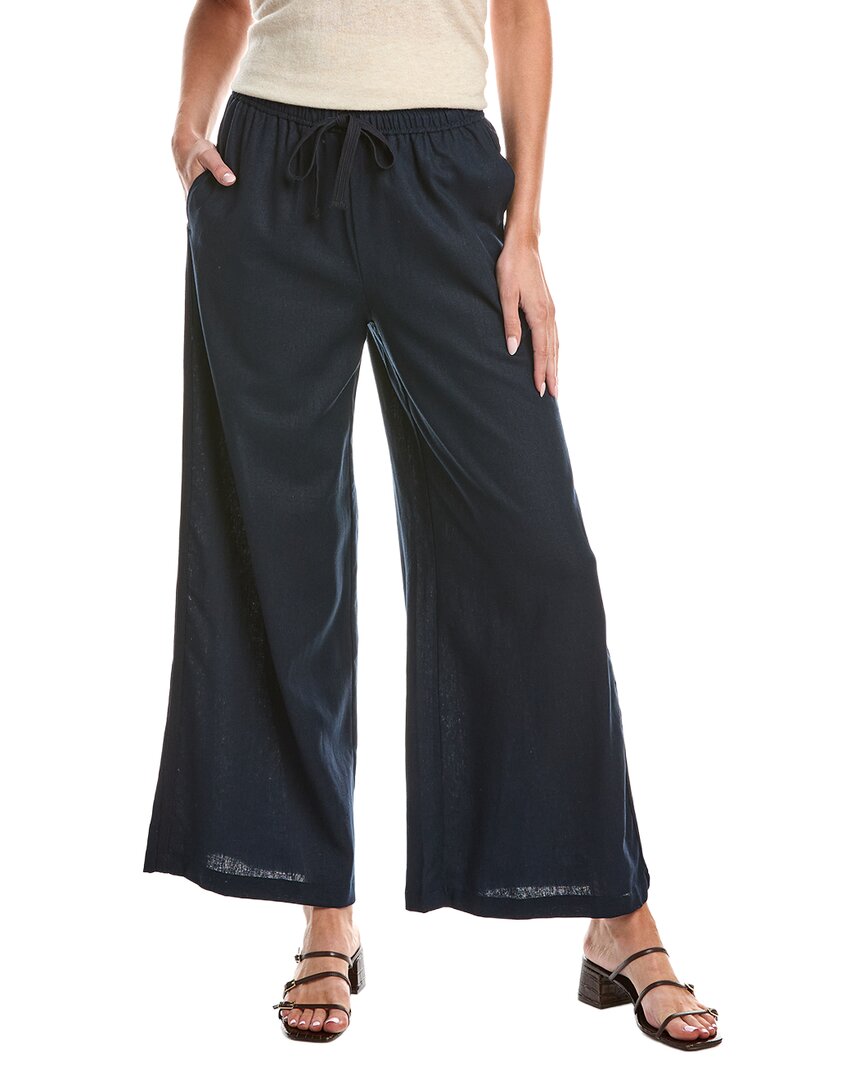 Max Studio Drawstring Linen-blend Pant In Navy