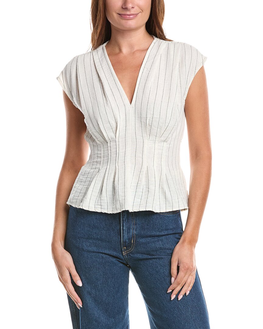 Max Studio Sleeveless V-neck Linen-blend Top In White