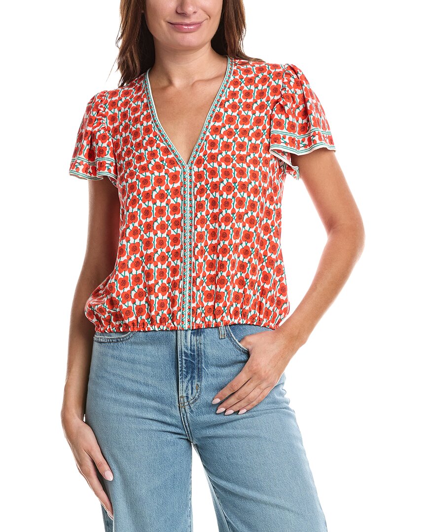 Max Studio Flutter Sleeve Bubble Hem Blouse In Orange