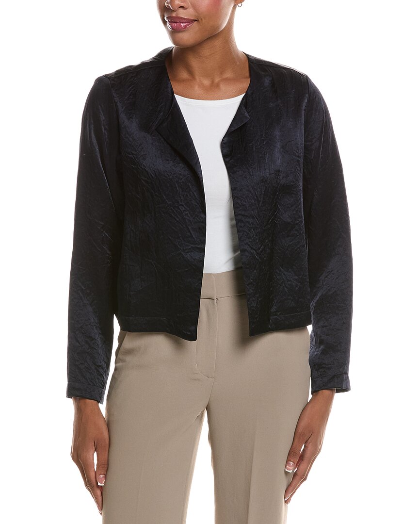 Eileen Fisher Petite Round Neck Jacket In Black