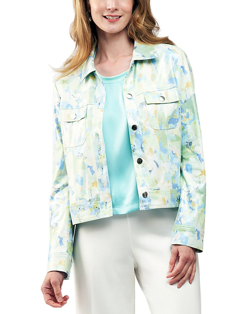 Insight New York Printed Metallic Vegan Leather Jacket In White