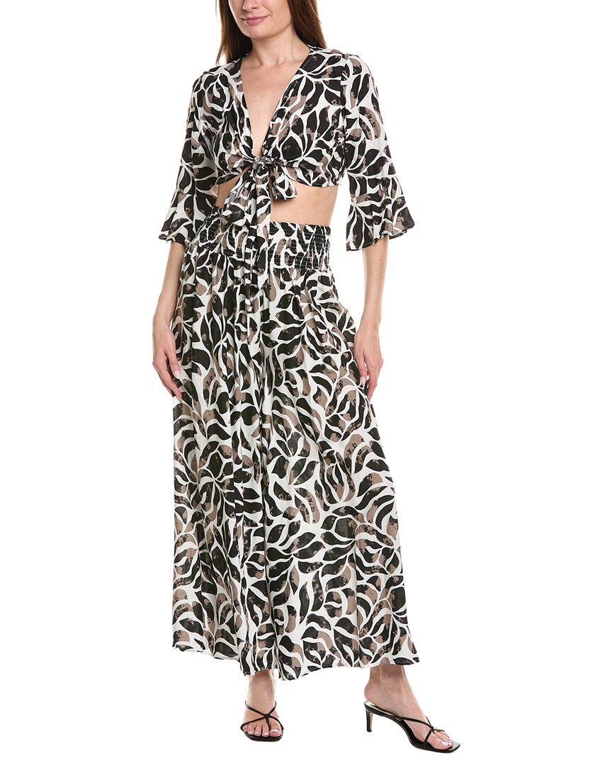 Anna Kay 2p Johnel Tie-front Top & Pant Set In Black