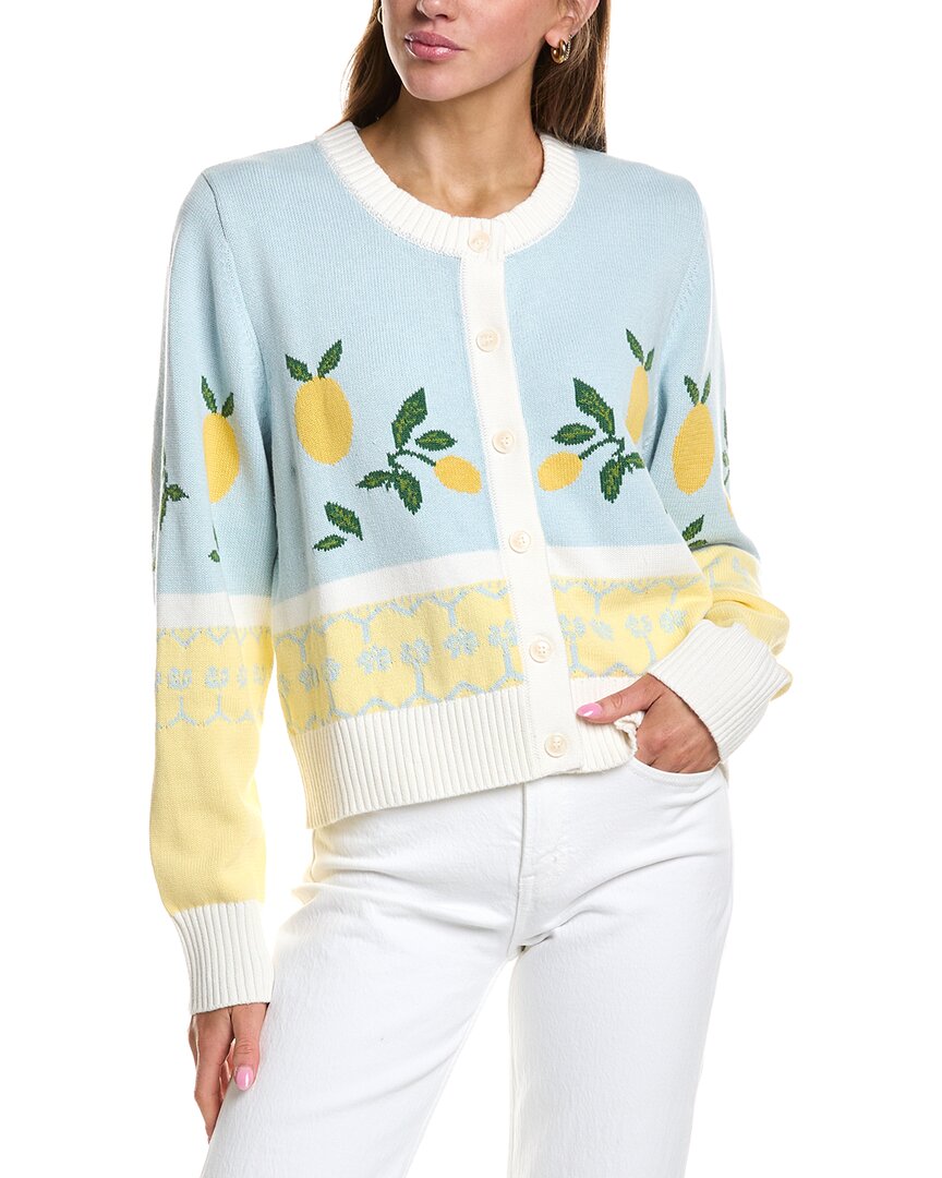 Rowing Blazers Cotton Fairisle Lemon Cropped Cardigan