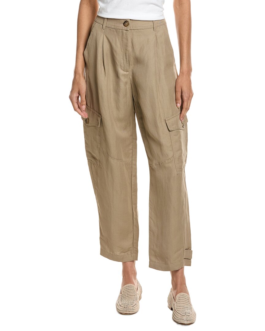 Marella Giada Linen-blend Trouser In Tan