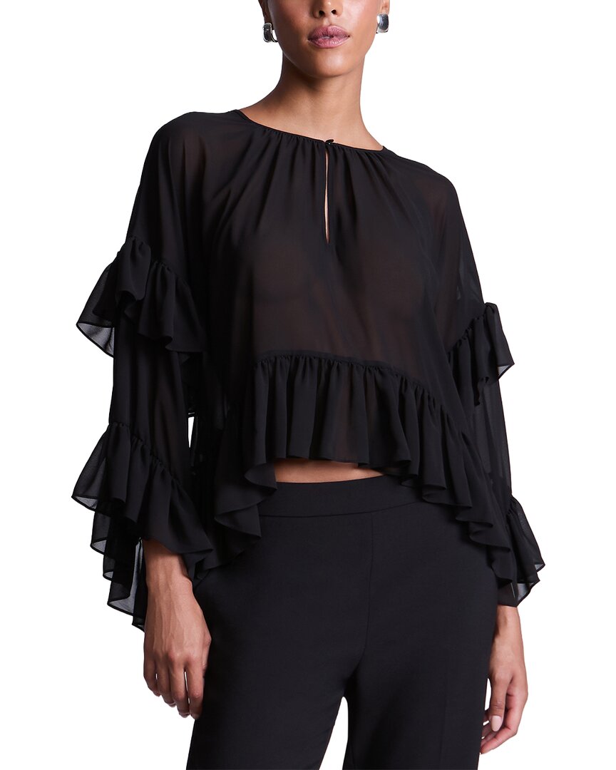 Bcbgmaxazria Ruffle Swing Top In Black
