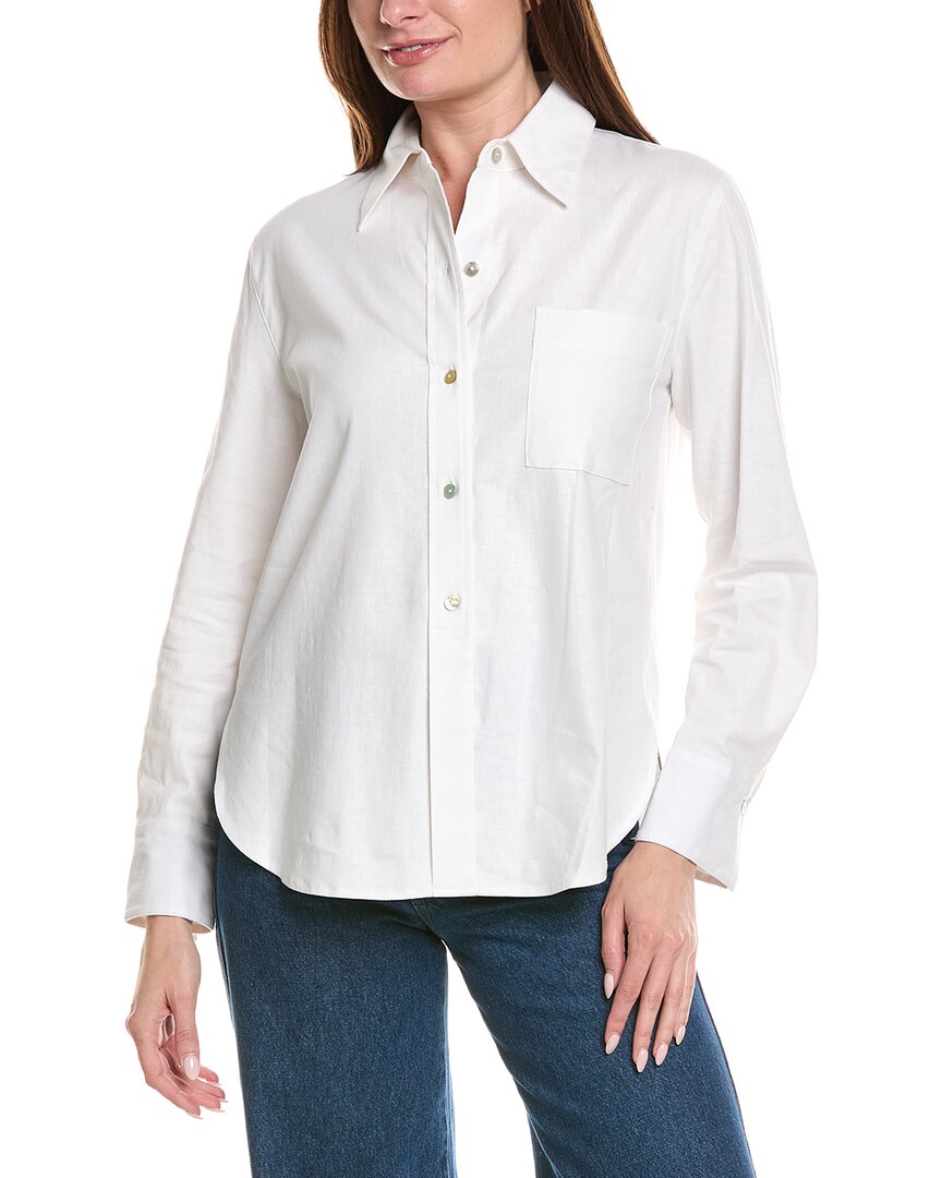 Vince Easy Linen-blend Shirt In White