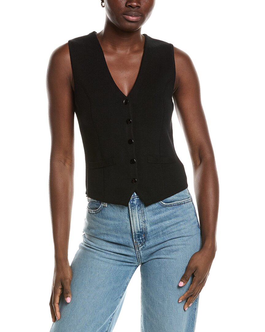 Minnie Rose Knit Snap Vest In Black
