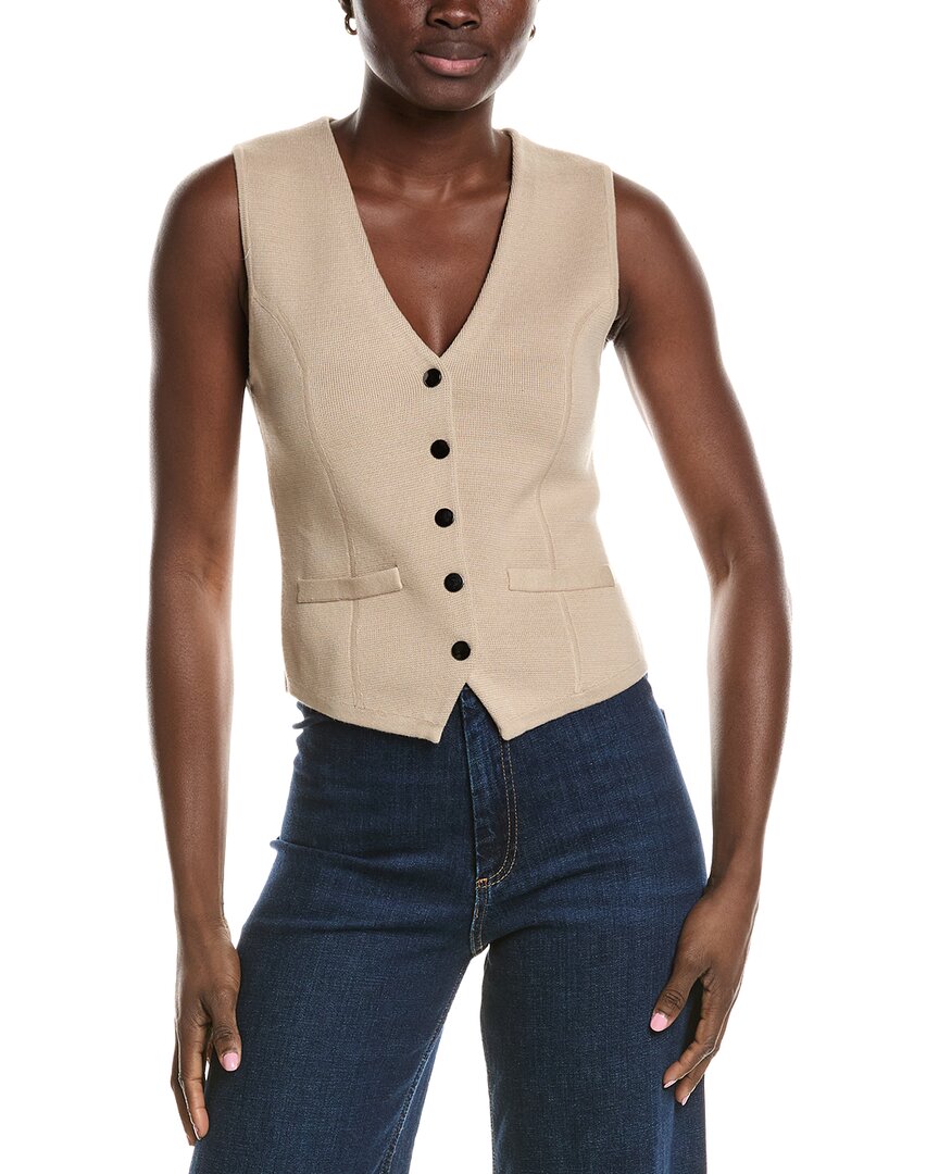 Minnie Rose Knit Snap Vest In Brown