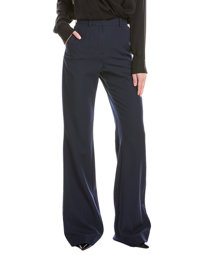 Balmain High Waist Flare Wool Pant In Blue