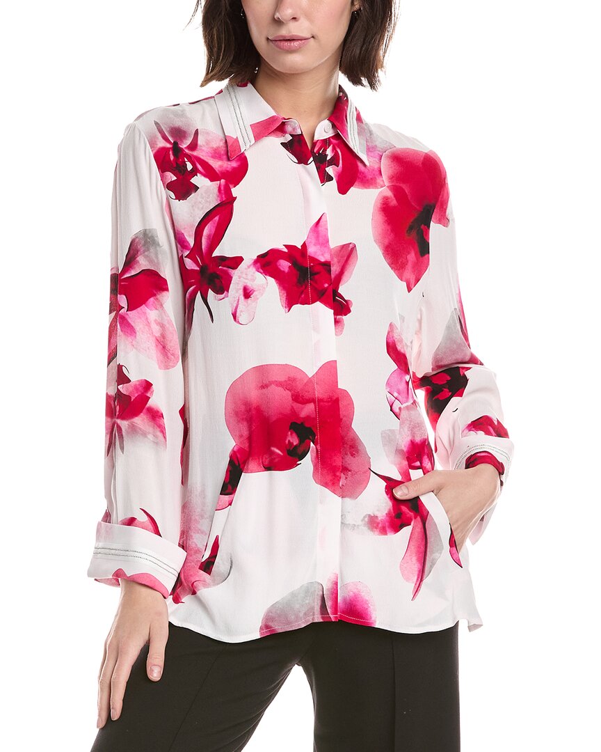 Lemon Grass Beaded Twill Blouse In Pink