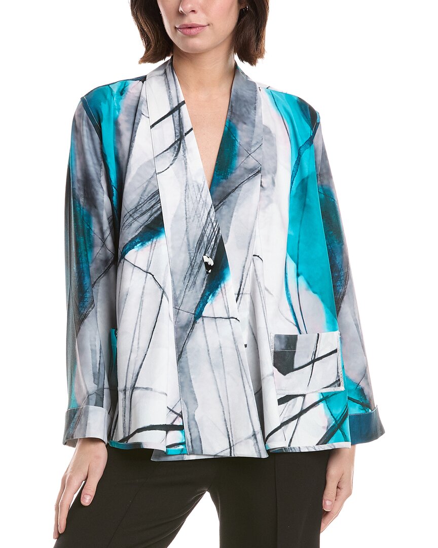 Lemon Grass Reversible Buttoned Cape Jacket In Green